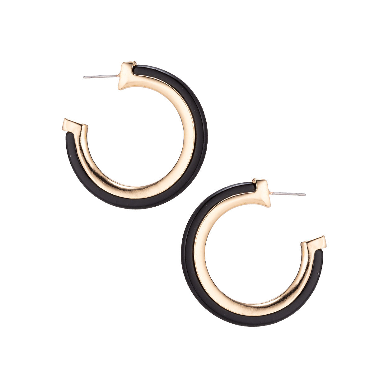 Gold Trim & Acrylic Open Hoop Earring - In 3 Colors
