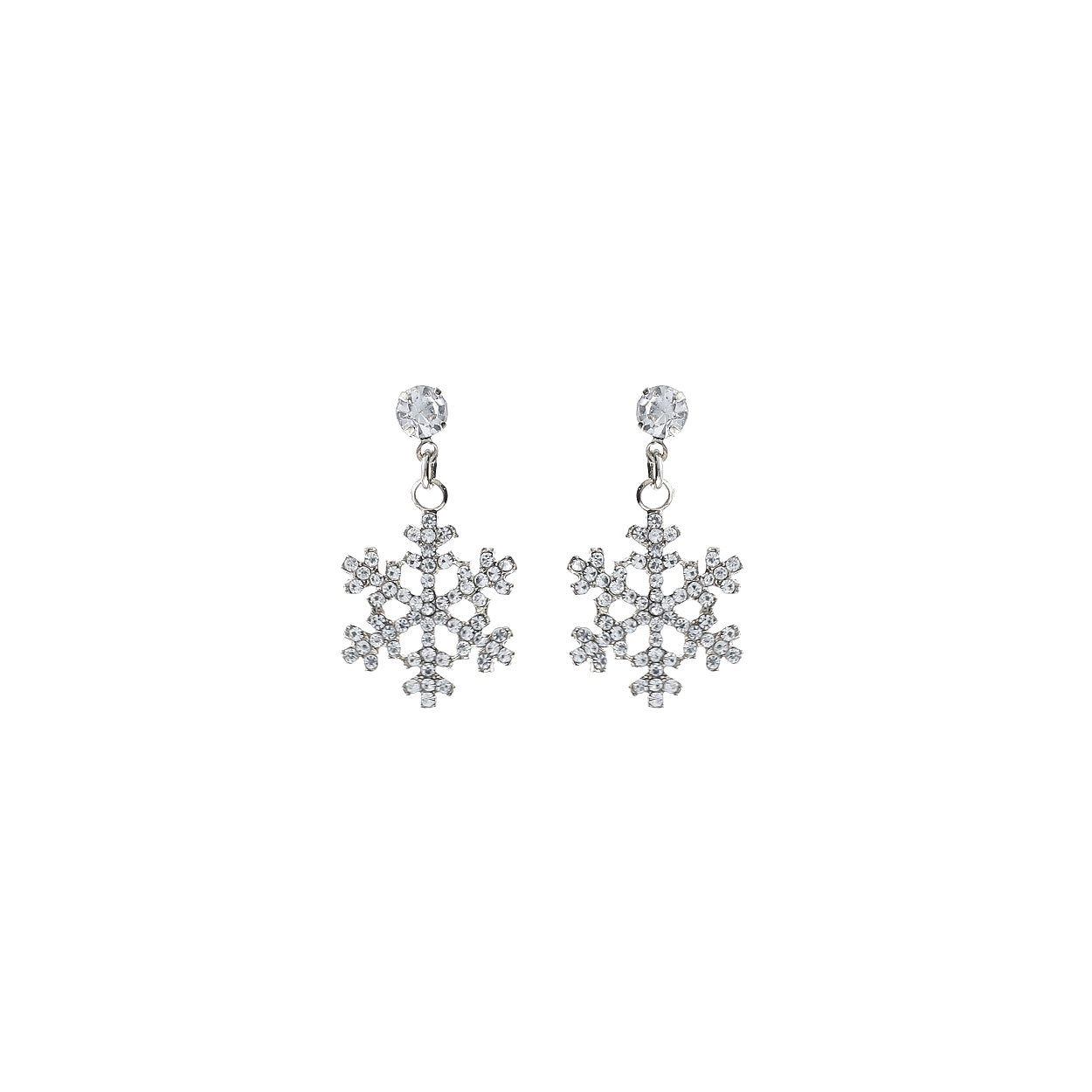 Dangling Crystal Snowflake Post Back Earrings