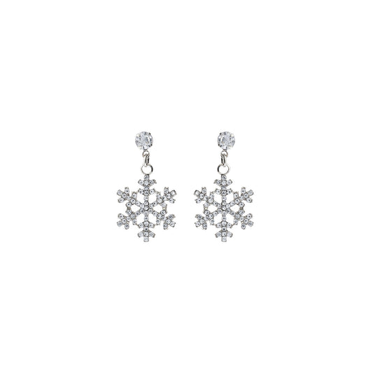 Dangling Crystal Snowflake Post Back Earrings