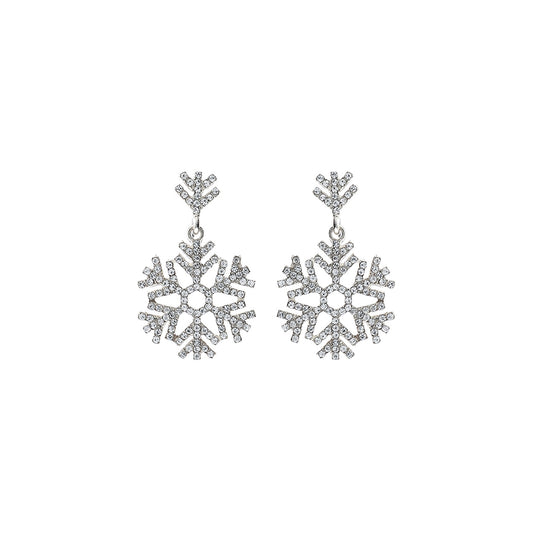 Moving Snowflake Post Back Rhinestone Earrings