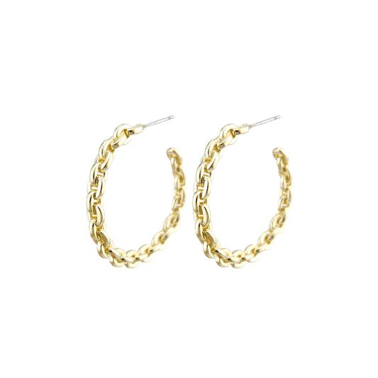 Chain Link Open Hoop Earrings - In Gold & Silver
