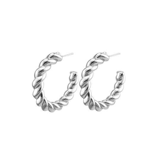 Twisted Rope Open Hoop Earrings - In Gold & Silver