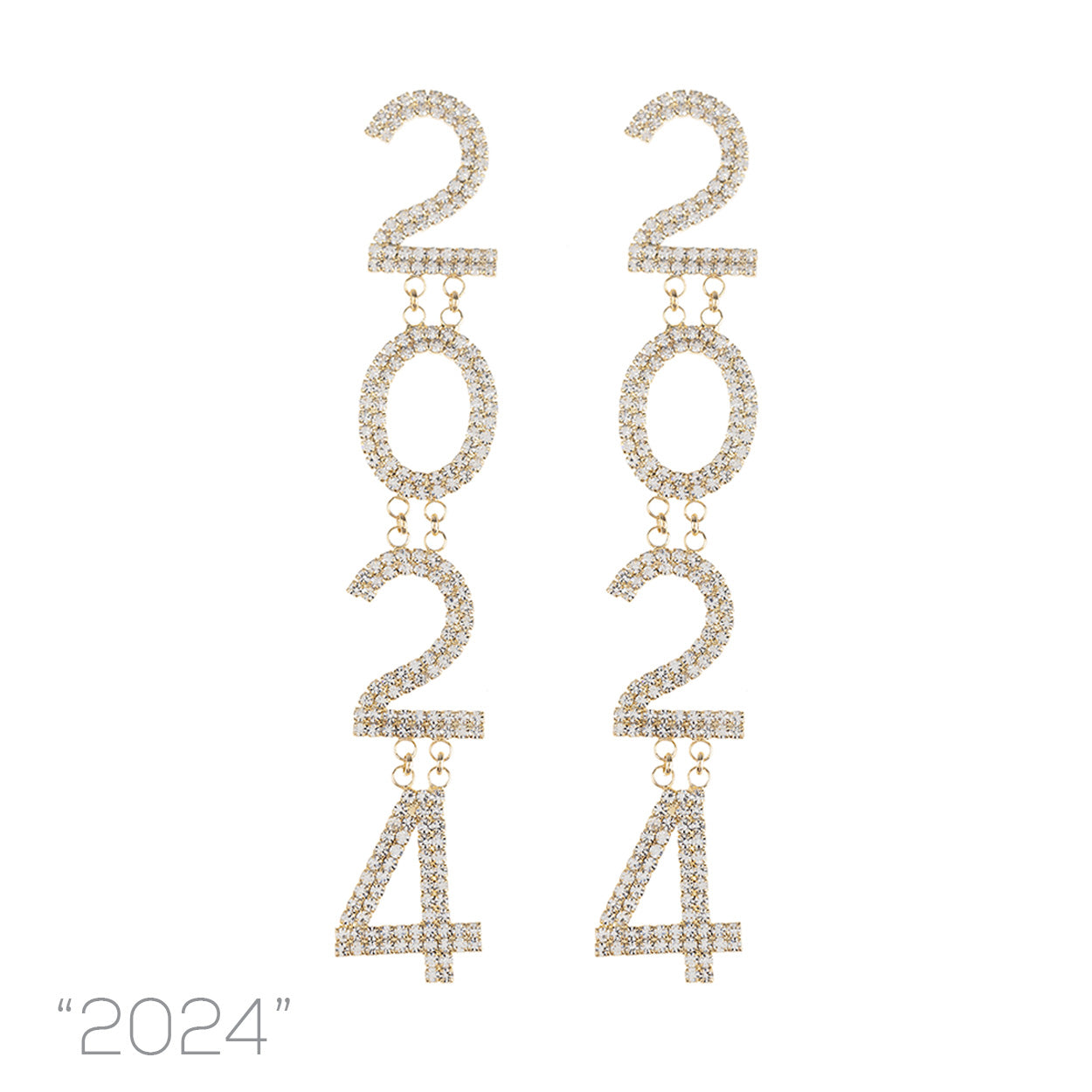 2024 New Year's Dangle Drop Post Earrings - In Gold & Silver