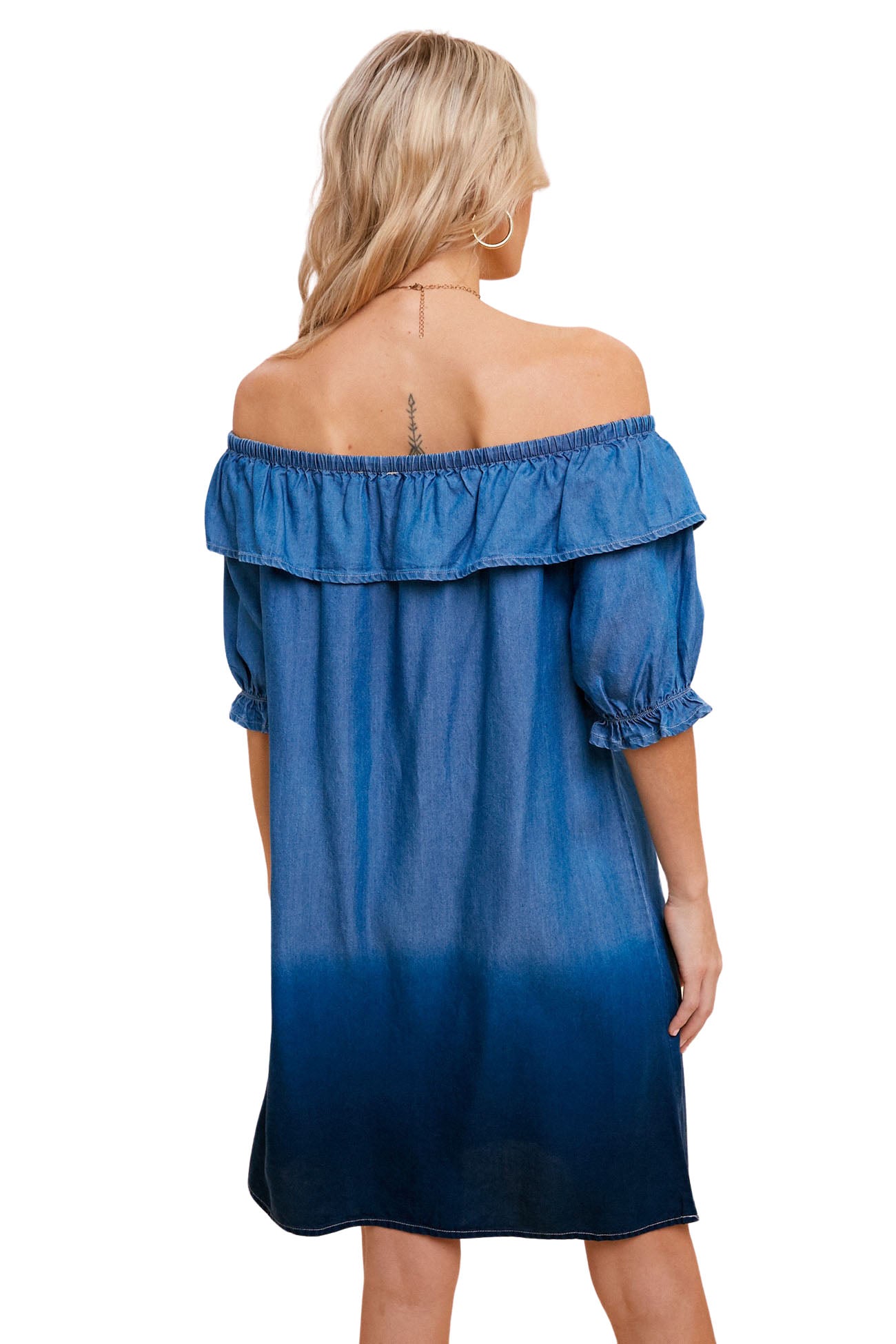 dip dye denim dress Strapless Dip-Dye Denim Mini Dress