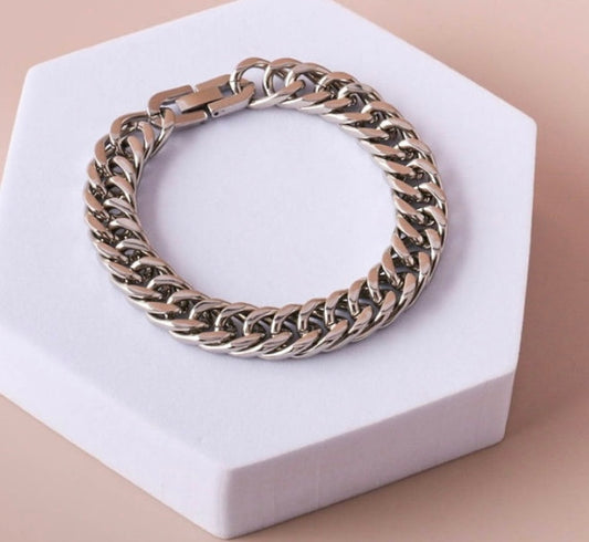 Stainless Steel Chain Link Bracelet - Silver
