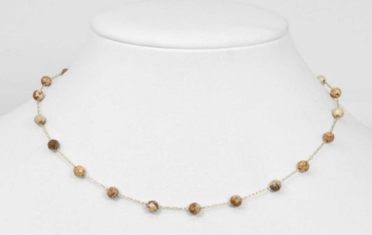 Dainty Agate Bead Gold Tone Floating Necklace - In 3 Colors