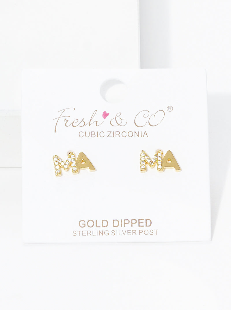 MA MA Post Earrings- Gold Dipped Sterling Silver