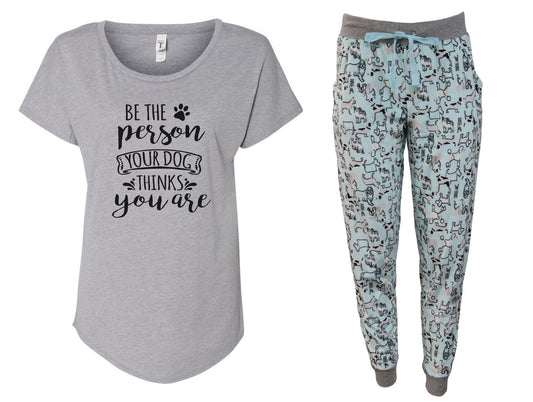 Be The Person Your Dog Thinks You Are Baby Blue Puppy Jogger Pajama Set