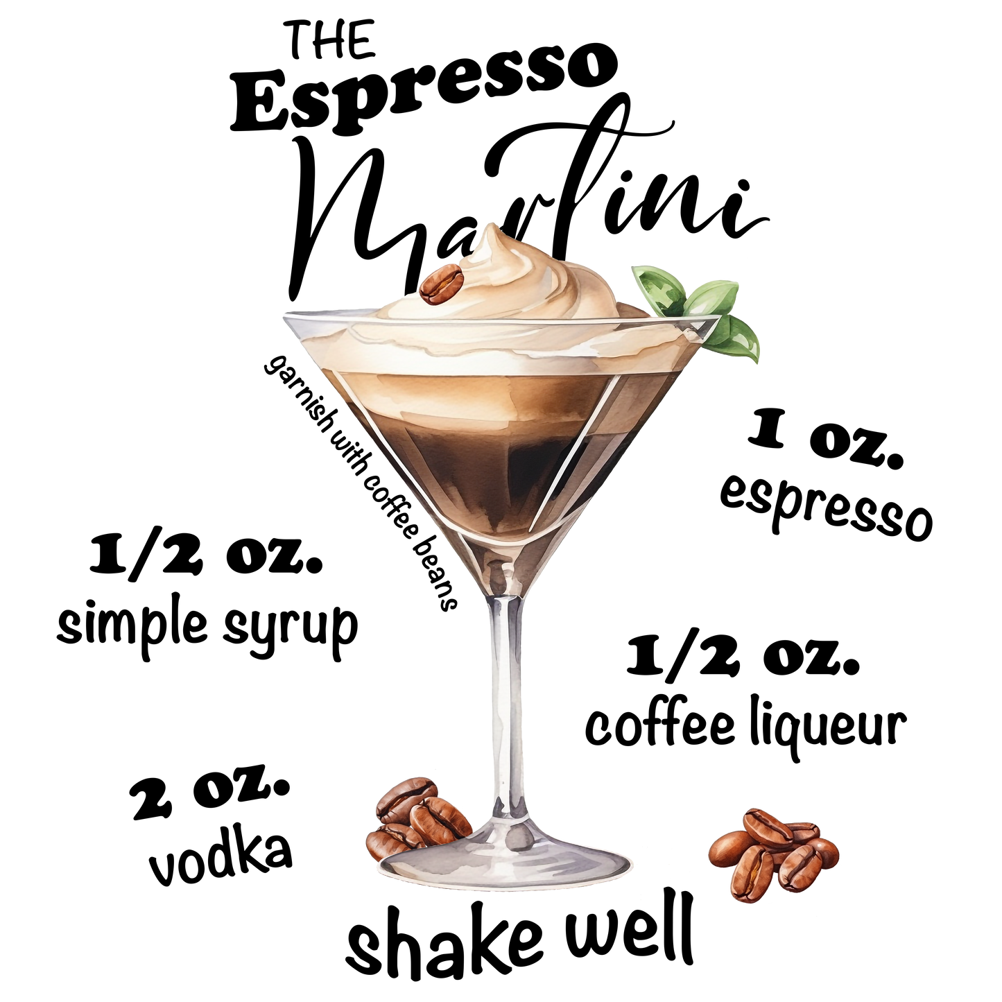Espresso Martini Recipe Ladies Tee Shirt - White