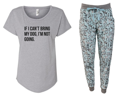 If I Can't Bring My Dog, I'm Not Going Baby Blue Puppy Jogger Pajama Set
