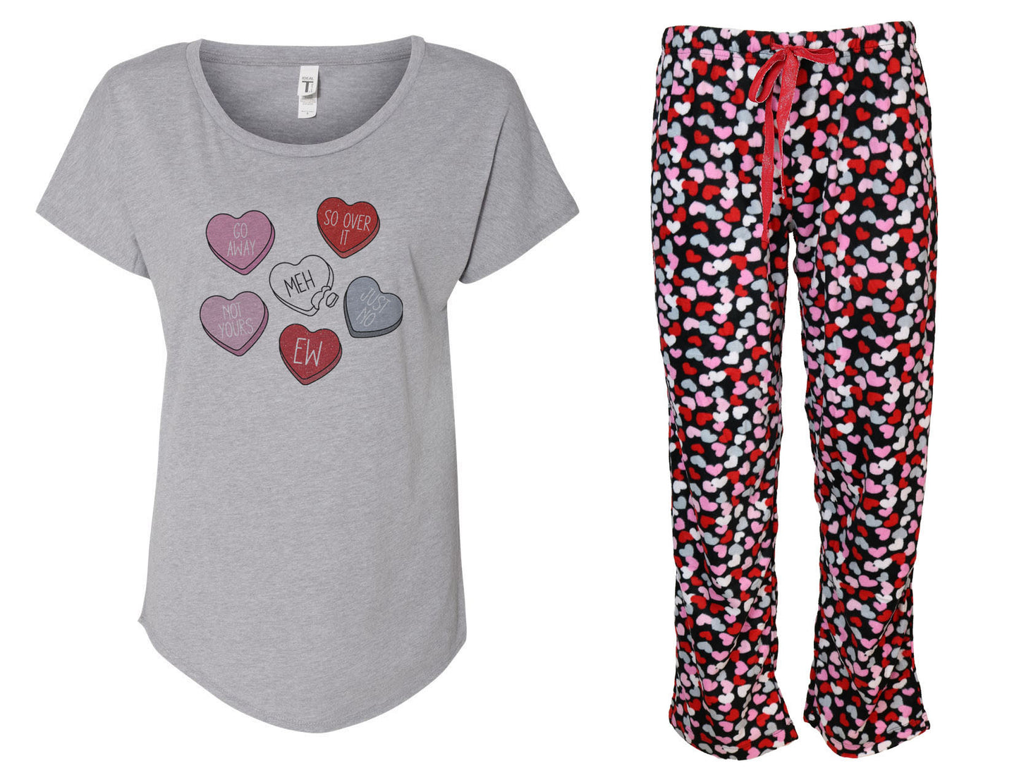 Candy Heart Ladies Shirt & Pant Pajama Set