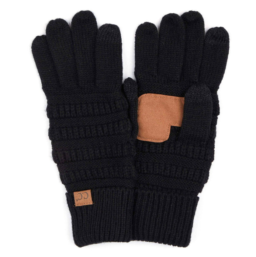 Touch Screen Solid CC Cable Knit Gloves