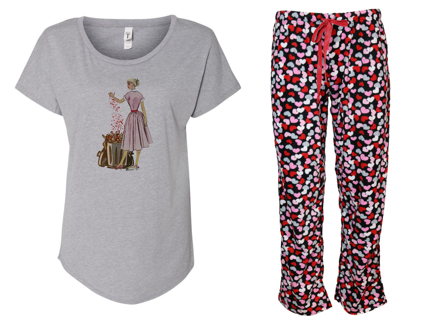 Down With Love Ladies Shirt & Pant Pajama Set