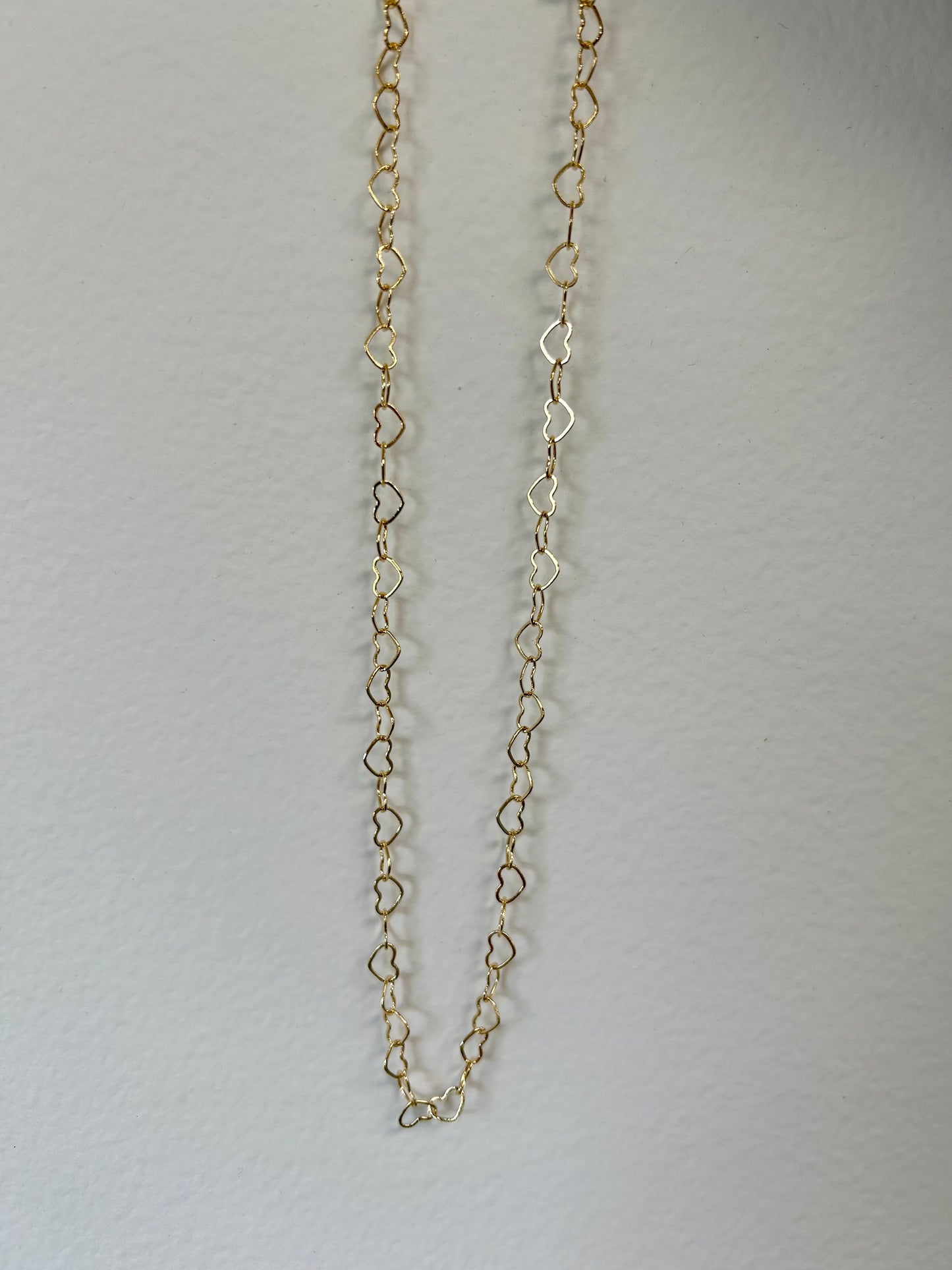 Micro Heart Chain Link Necklace - Gold