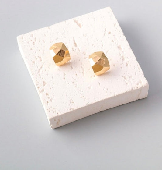 Geometric Wide Cuff Post Back Earring - In Gold & Silver