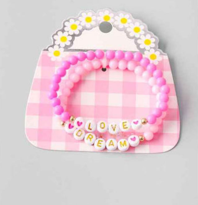 Dream & Love Pink Heart Friendship Bracelet 2 Pack