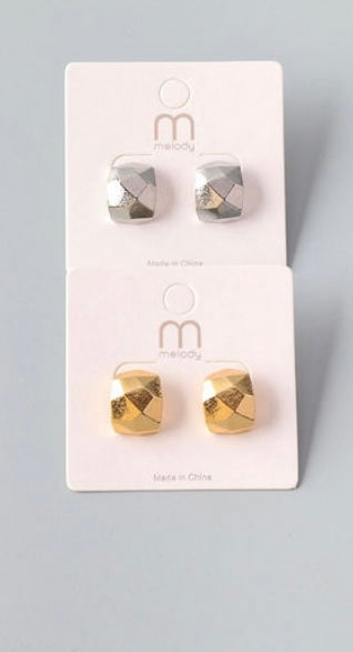 Geometric Wide Cuff Post Back Earring - In Gold & Silver