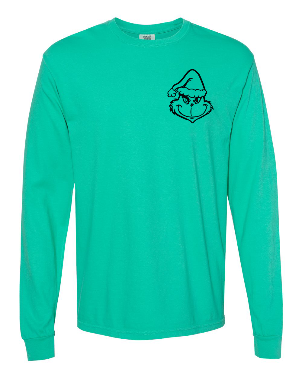 Grinch Outline Pocket Print Long Sleeve Tee - In 3 Colors