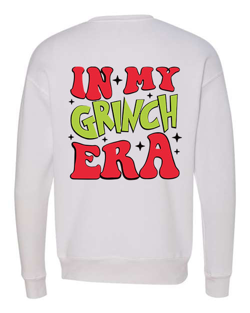 In My Grinch Era Double Sided Crewneck Sweatshirt - White
