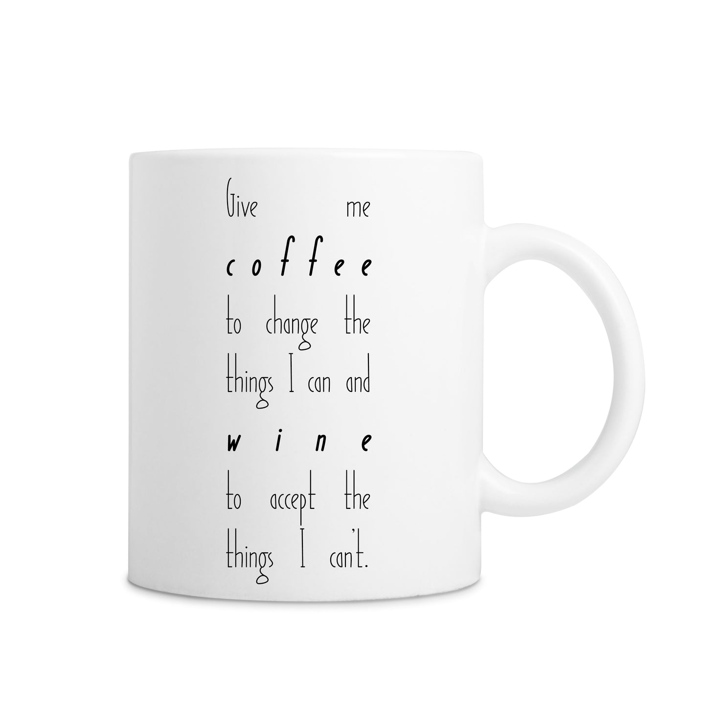 Give Me Coffee To Change The Things I Can & Wine To Accept The Things I Can't Mug - White
