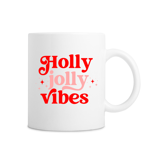 Holly Jolly Vibes Mug - White