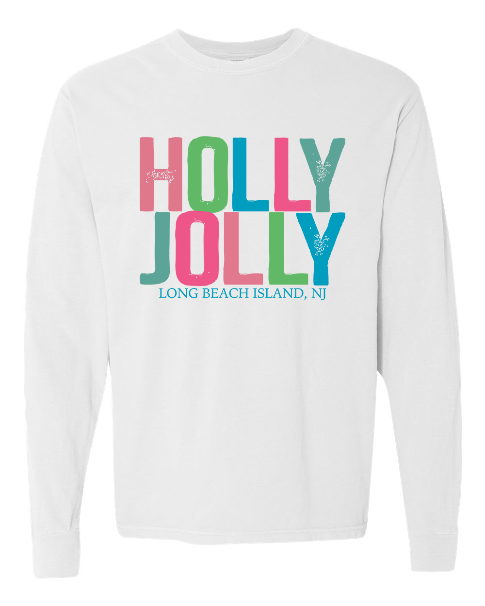 Long Beach Island Holly Jolly Long Sleeve Tee - White