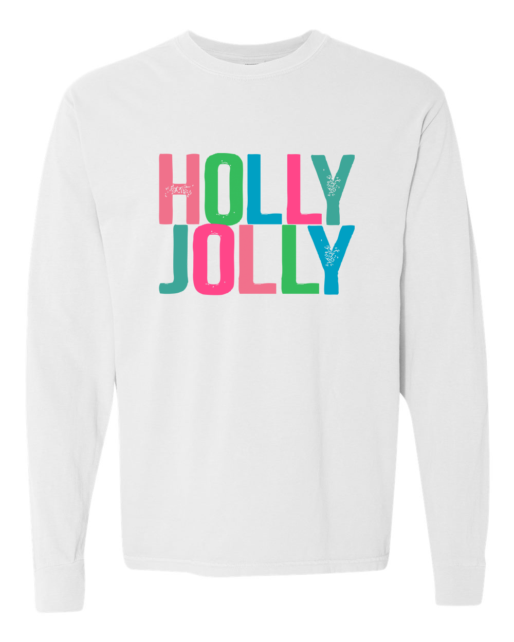 Holly Jolly Long Sleeve Tee - White