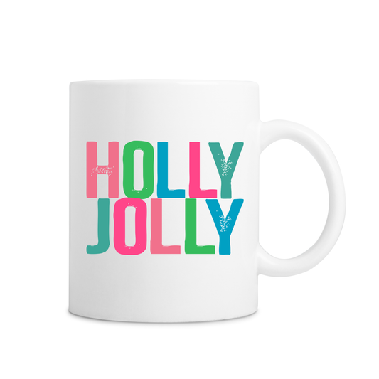 Holly Jolly Colorful Mug - White