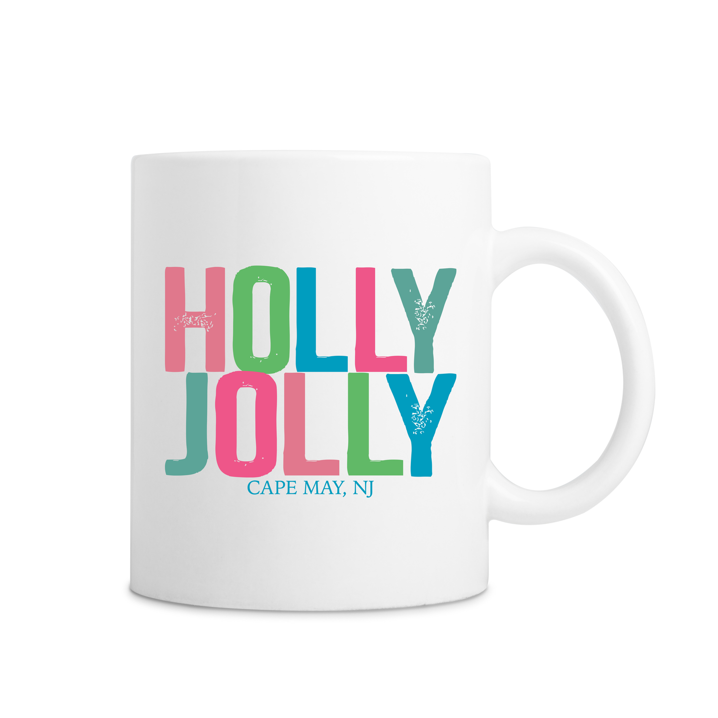 Cape May Colorful Holly Jolly Mug - White