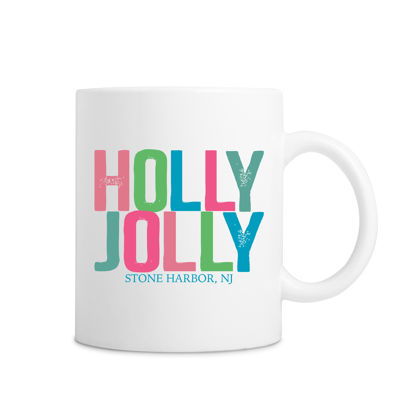 Stone Harbor Colorful Holly Jolly Mug - White