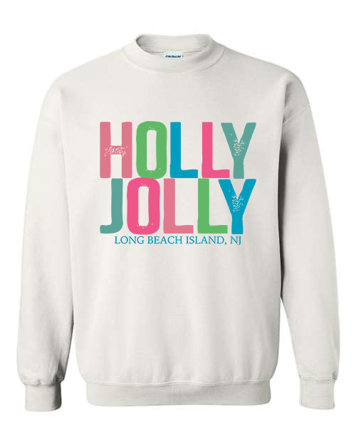 Long Beach Island Holly Jolly Crewneck Sweatshirt - White
