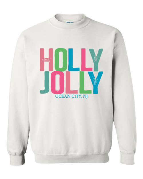 Ocean City Holly Jolly Crewneck Sweatshirt - White