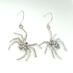 Crystal Rhinestone Spider Dangle Earrings