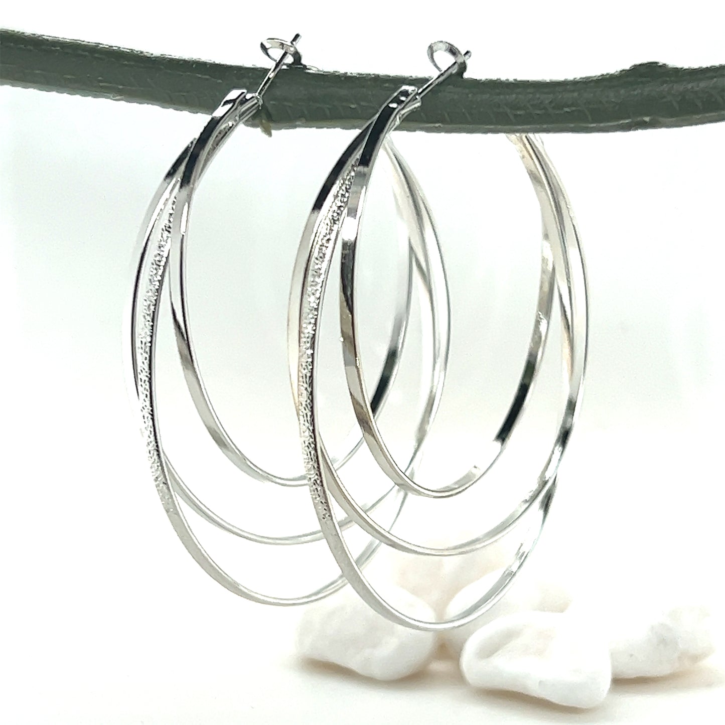 Triple Layer Band Textured Hoop Earring
