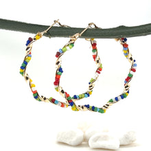 Load image into Gallery viewer, Seed Bead Twisted Hoop Earrings