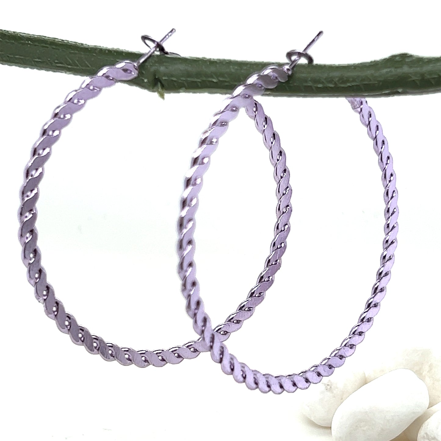 Fixed Chain Link Metallic Hoop Earrings - In 6 Colors