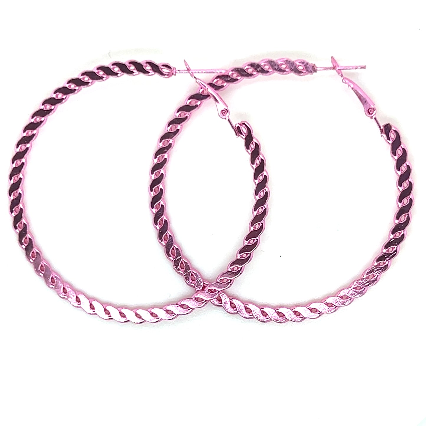 Fixed Chain Link Metallic Hoop Earrings - In 6 Colors