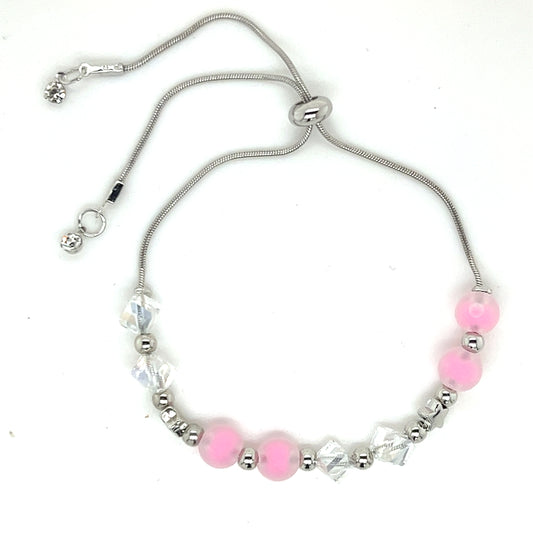 Frosted Crystal & Star Beaded Bolo Bracelet