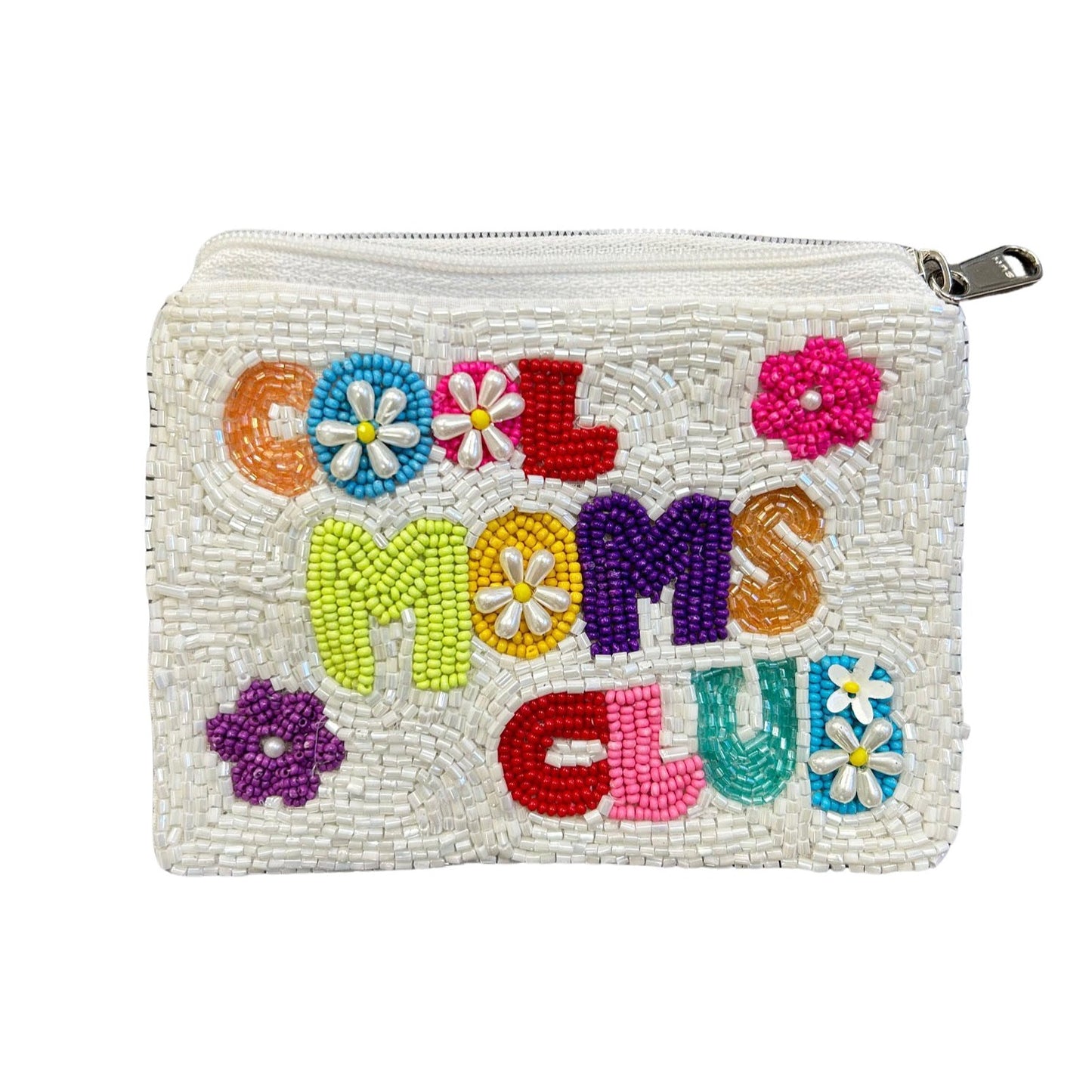 Cool Moms Club Beaded Zipper Coin & Card Bag