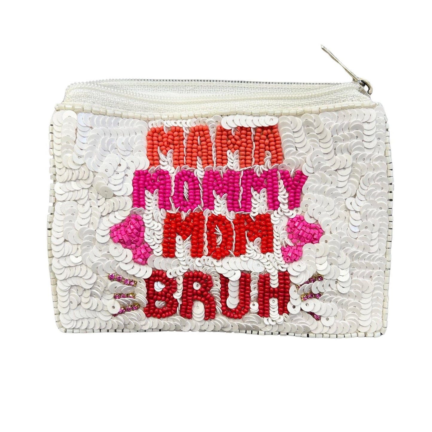 Mama Mommy Mom Bruh Beaded Zipper Coin & Card Bag