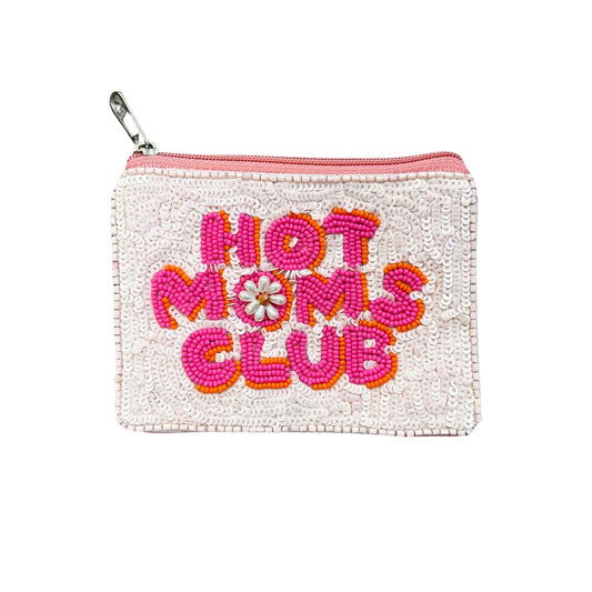 Hot Moms Club Beaded Zipper Coin & Card Bag