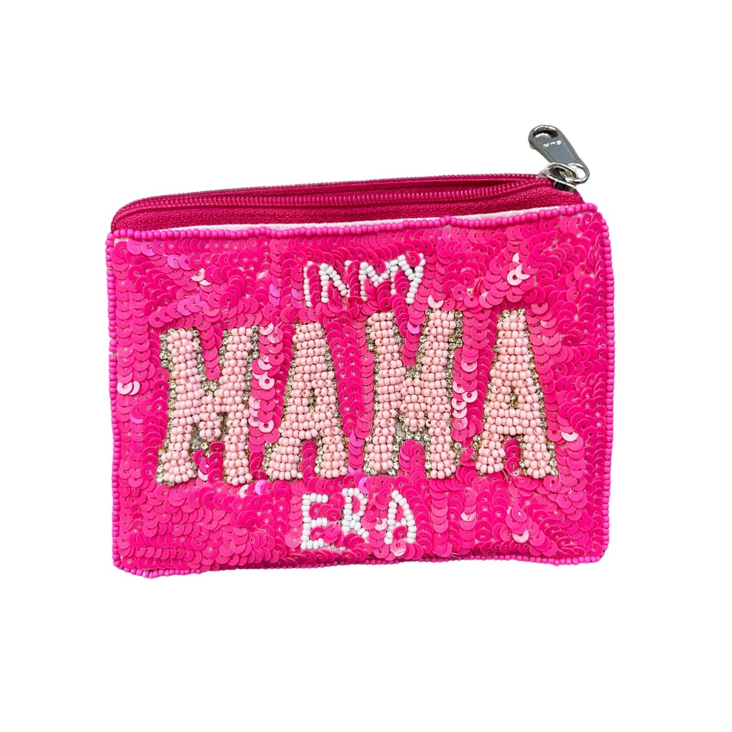 In My Mama Era Beaded Zipper Coin & Card Bag