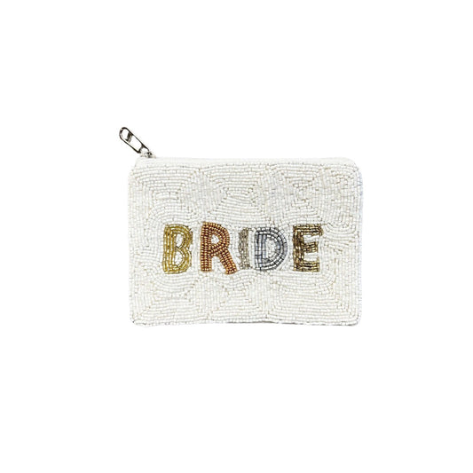 Bride Beaded Zipper Coin & Card Bag