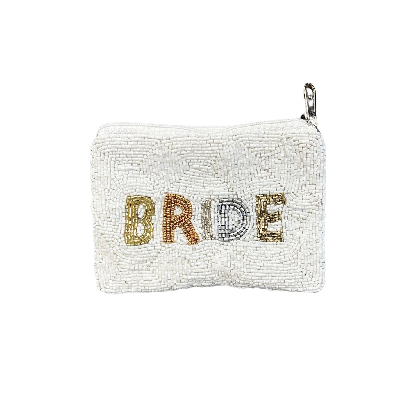 Bride Beaded Zipper Coin & Card Bag