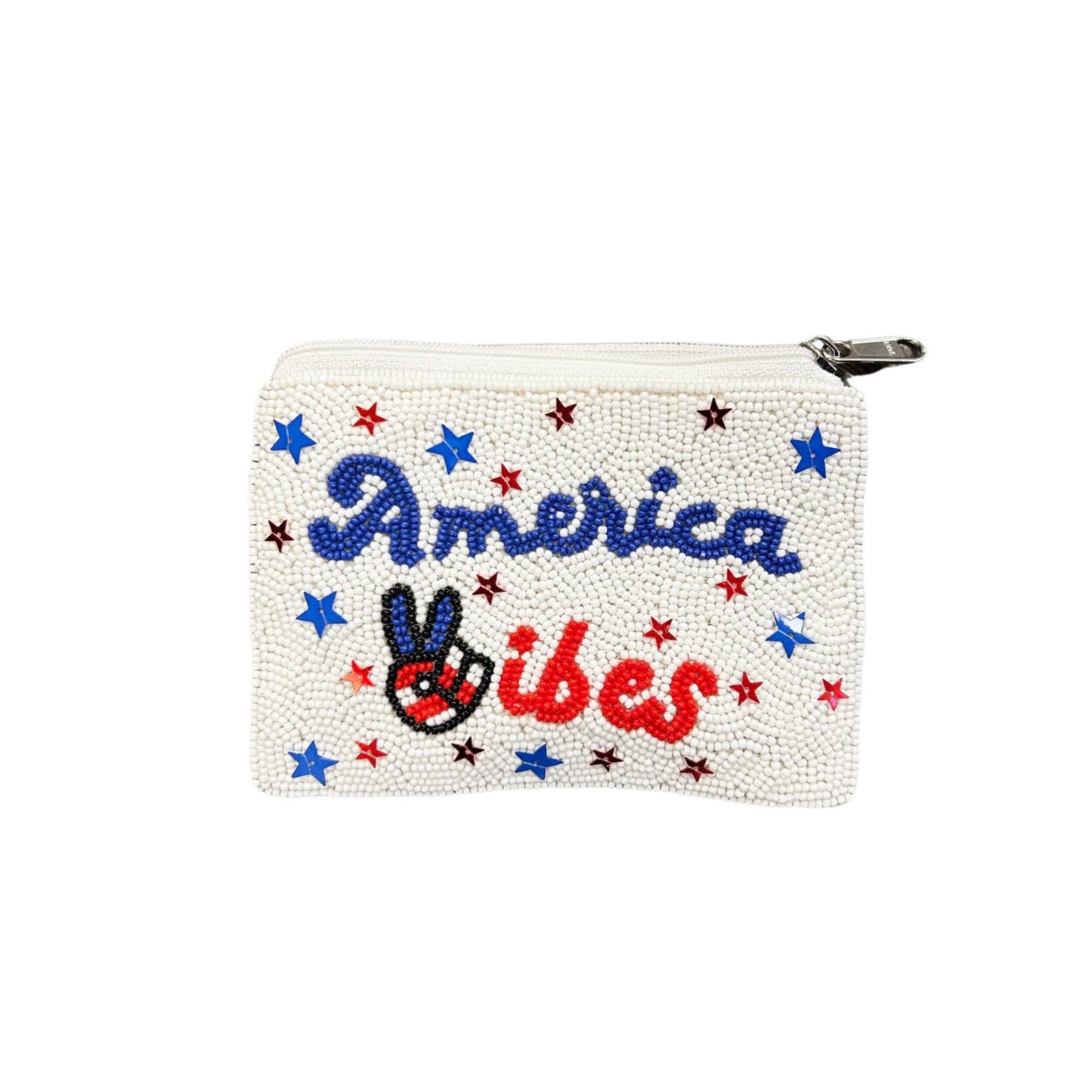 American Vibes Beaded Zipper Coin & Card Bag