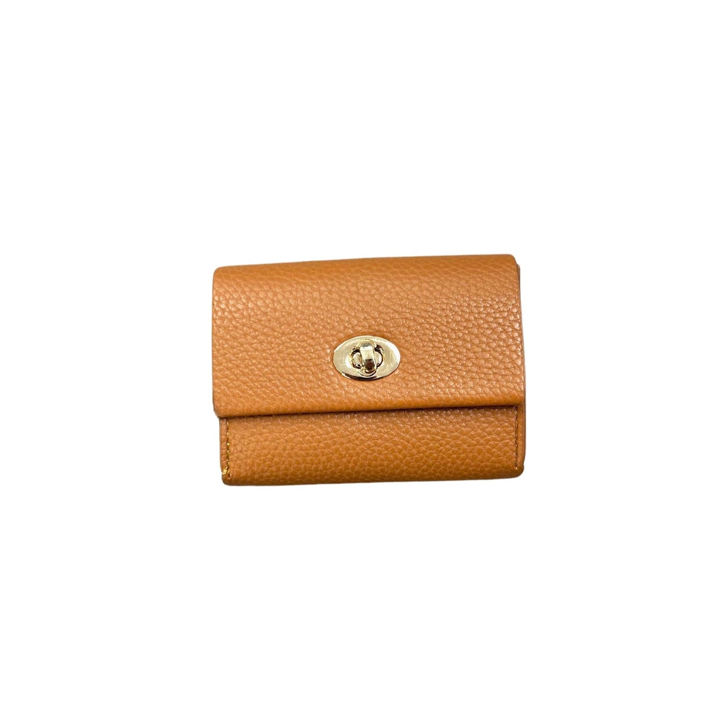 Turn Lock Faux Leather Wallet With Gold Clasp- In 3 Colors