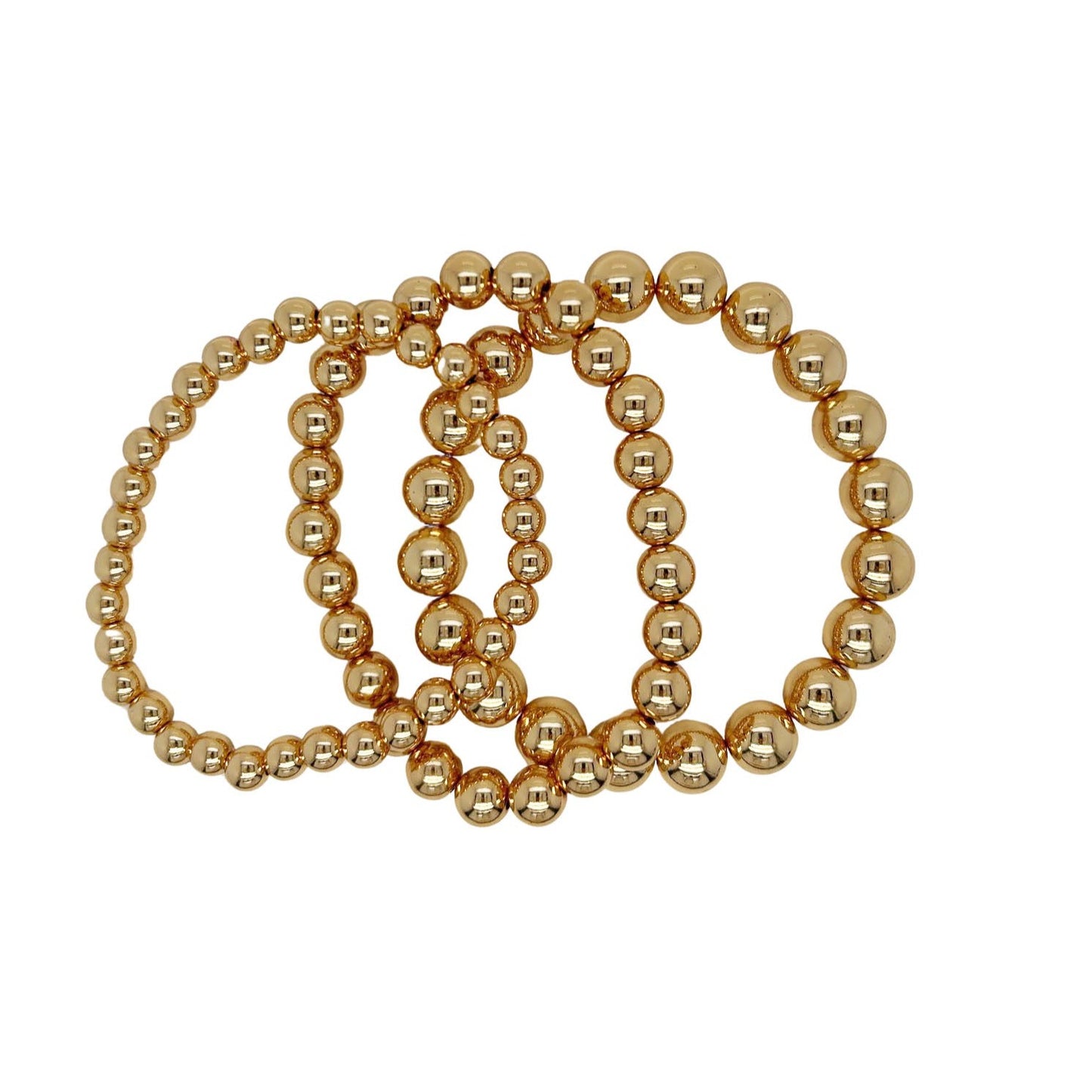 Gold Round Beaded Stretch Bracelet - In 3 Sizes