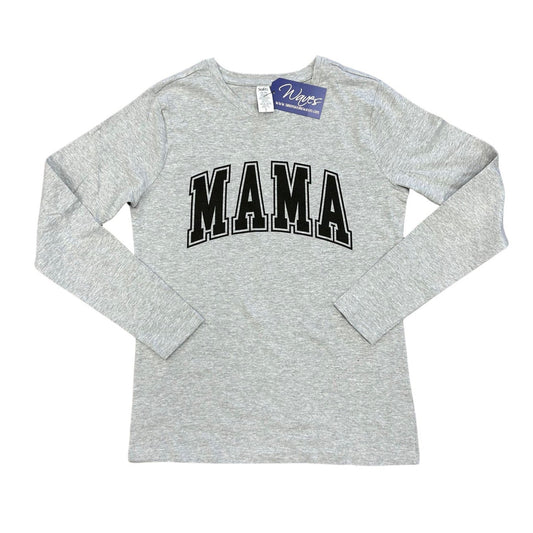 Mama Long Sleeve Ladies fit Tee - Grey