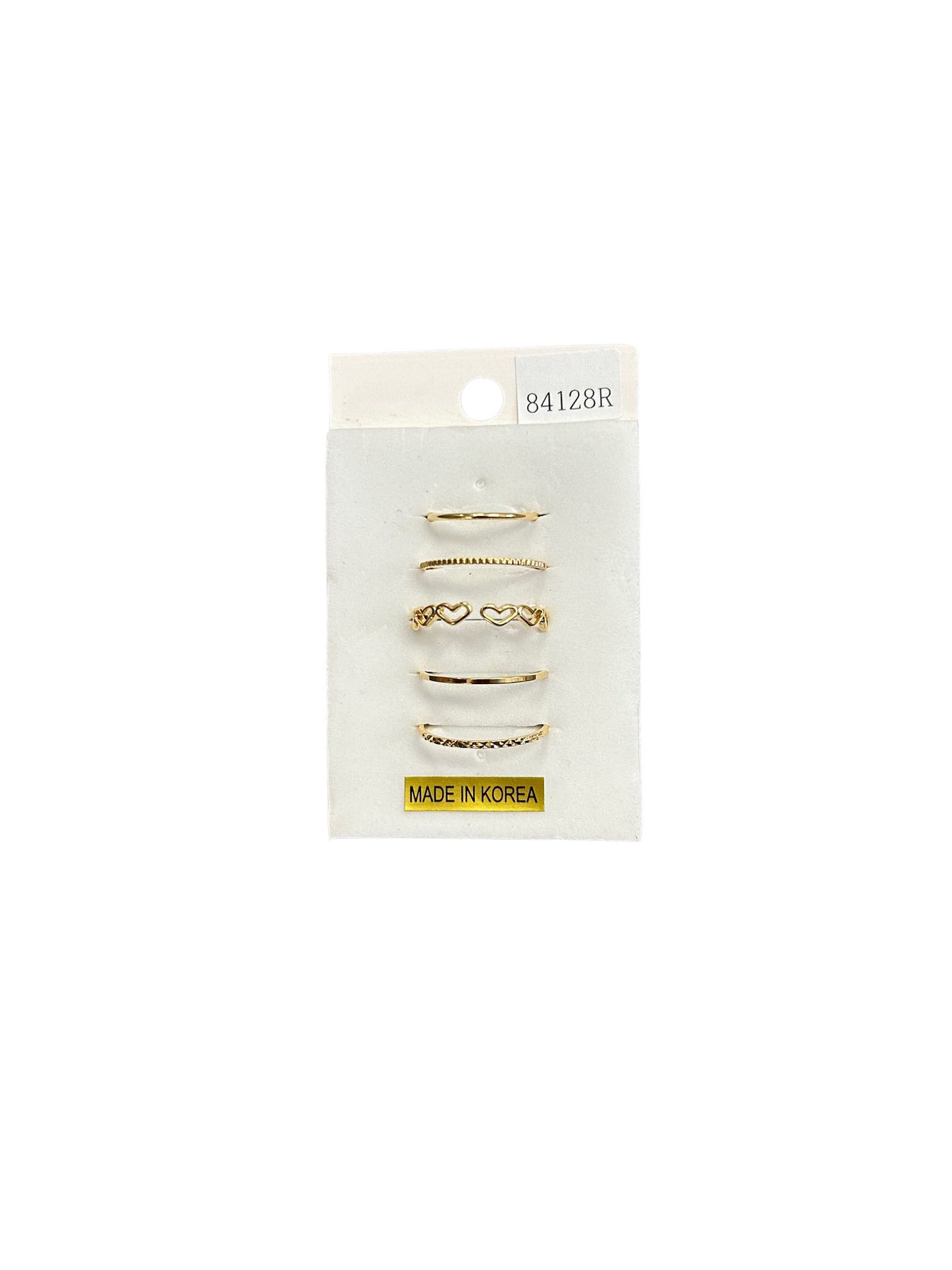 Golden Heart Thin Band Ring Pack - 5 Rings