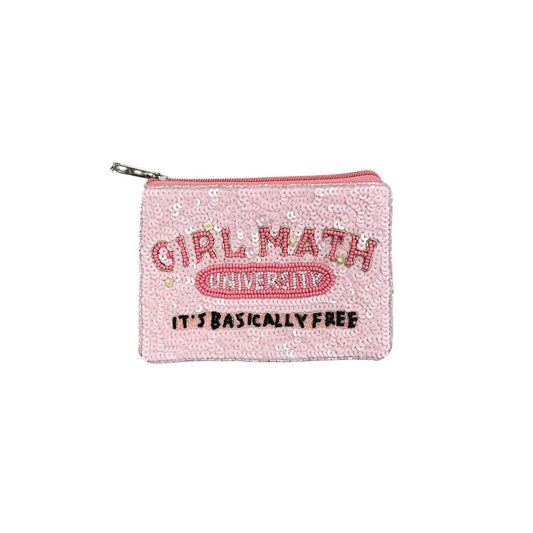 Girl Math University - It's Basically Free - Beaded Zipper Coin & Card Bag (Copy)